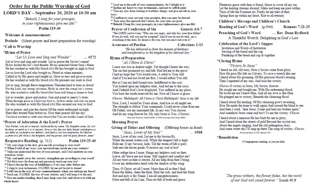 9/20/20 Worship Service – Hope Presbyterian Church